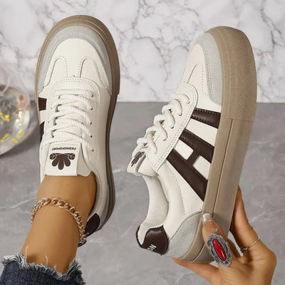 Sneakers | 3 Stripe | Lace-Up | White Sneakers | Women's Shoes-Grace Aura