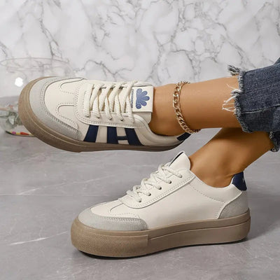 Sneakers | 3 Stripe | Lace-Up | White Sneakers | Women's Shoes-Grace Aura