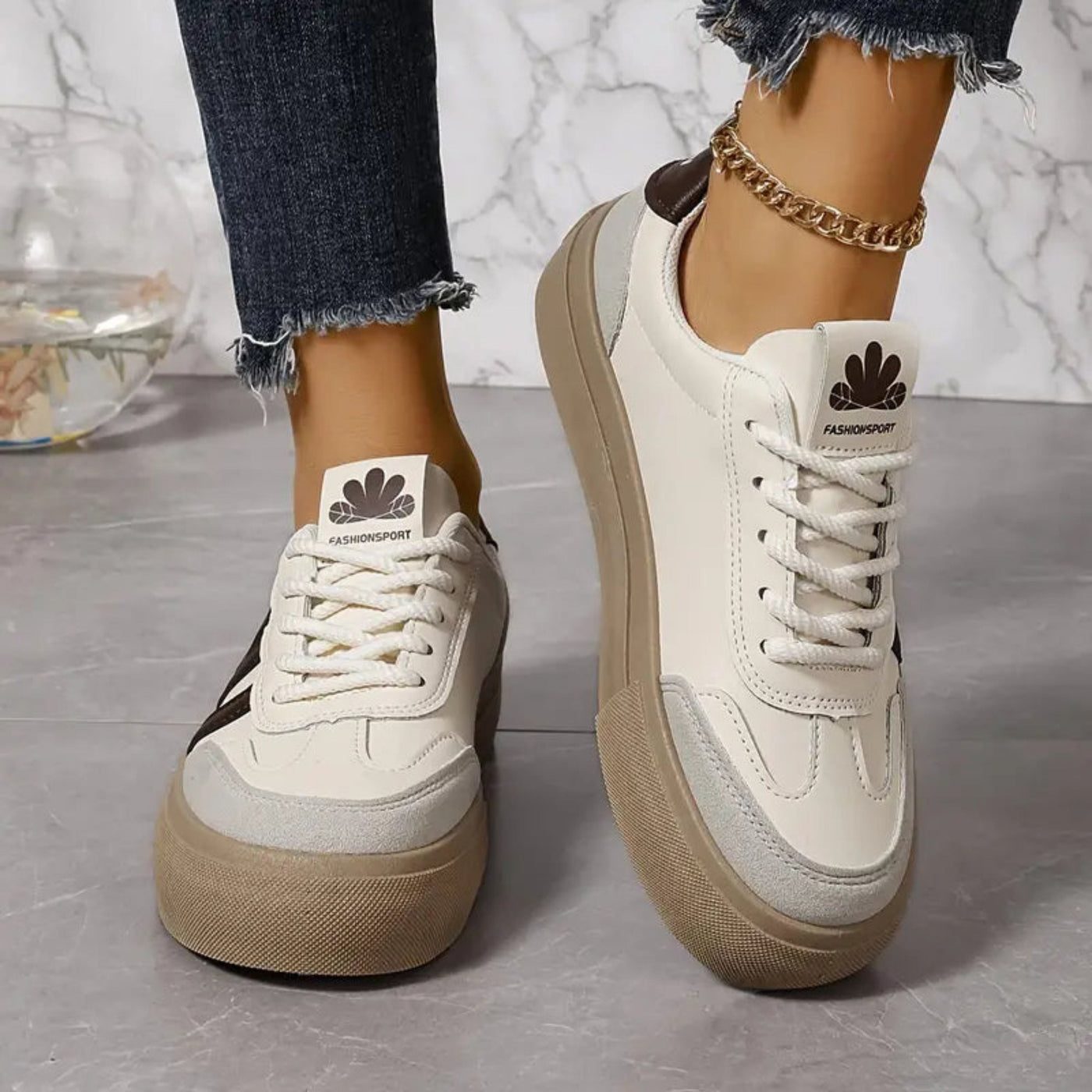 Sneakers | 3 Stripe | Lace-Up | White Sneakers | Women's Shoes-Grace Aura
