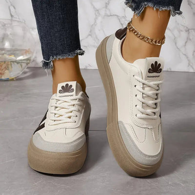 Sneakers | 3 Stripe | Lace-Up | White Sneakers | Women's Shoes-Grace Aura