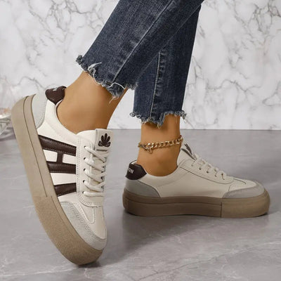 Sneakers | 3 Stripe | Lace-Up | White Sneakers | Women's Shoes-Grace Aura