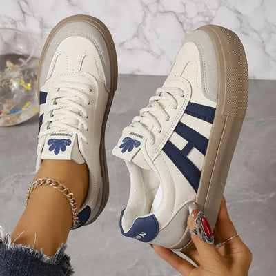 Sneakers | 3 Stripe | Lace-Up | White Sneakers | Women's Shoes-Grace Aura