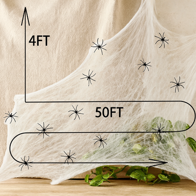 Spider Web with Spiders - White - Fake Spider Web - Halloween Spider Web - Halloween Decoration-Grace Aura