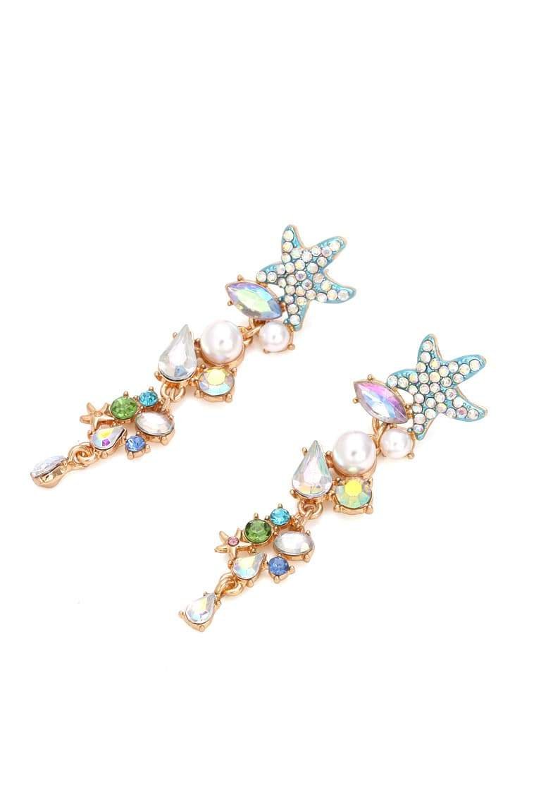 Starfish Earrings - Pearl - Stud - Long Earrings - Women's Earrings-Grace Aura