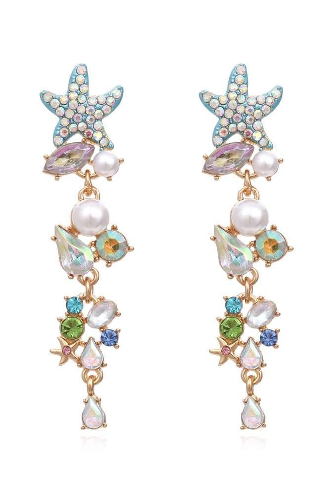 Starfish Earrings - Pearl - Stud - Long Earrings - Women's Earrings-Grace Aura