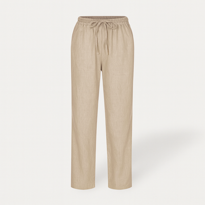 Straight Leg Trousers - Drawstring - Elastic Waist - Lightweight Pants - Women's Trousers-Grace Aura