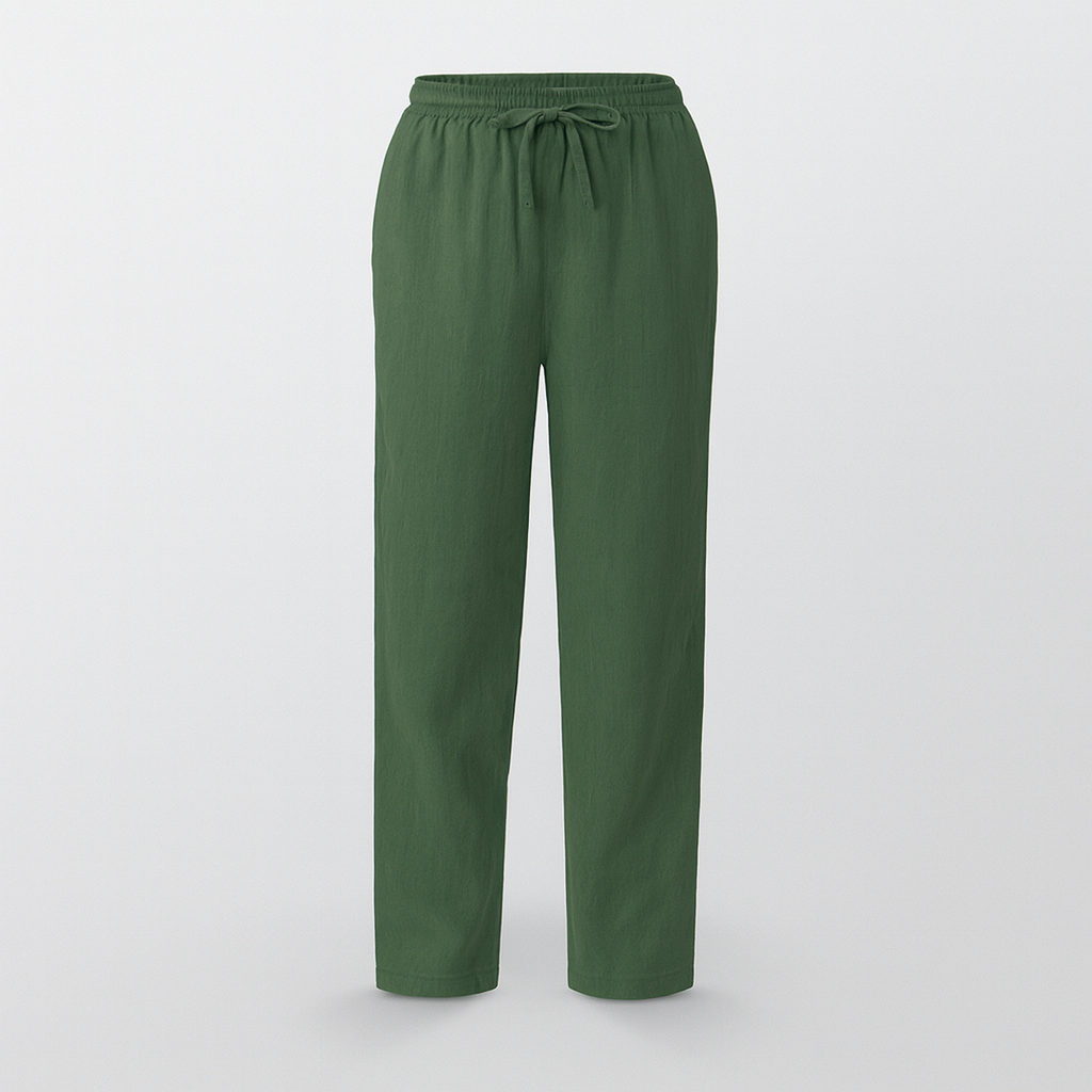 Straight Leg Trousers - Drawstring - Elastic Waist - Lightweight Pants - Women's Trousers-Grace Aura