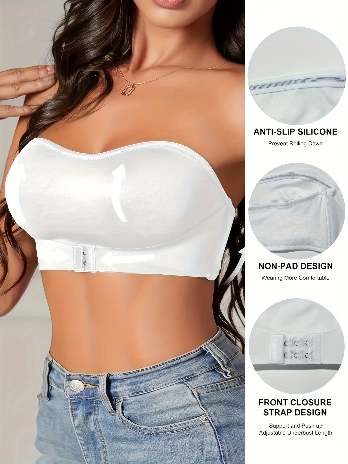 Strapless Bra | Non Padded | Front Closure | Bandeau Bra | Front Fastening Bra-Grace Aura
