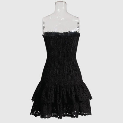 Strapless Dress - Shirred - Ruffle - Mini Dress - Summer Dress-Grace Aura