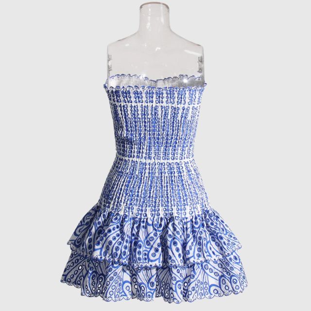 Strapless Dress - Shirred - Ruffle - Mini Dress - Summer Dress-Grace Aura
