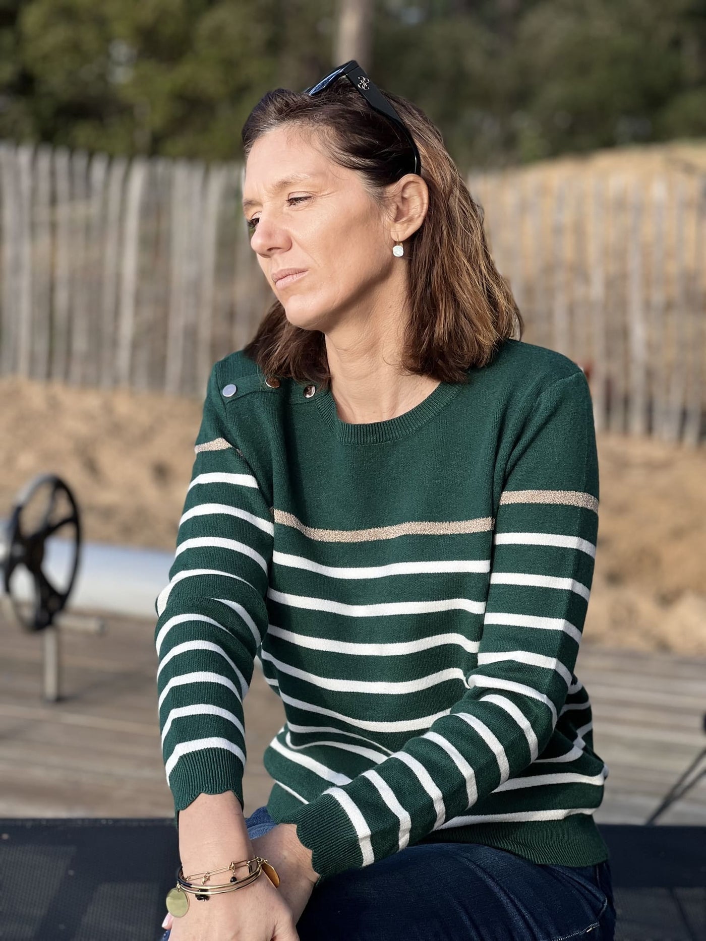 Striped Sweater | Relaxed Fit | Round Neck | Knitted Sweater | Women's Jumper-Grace Aura