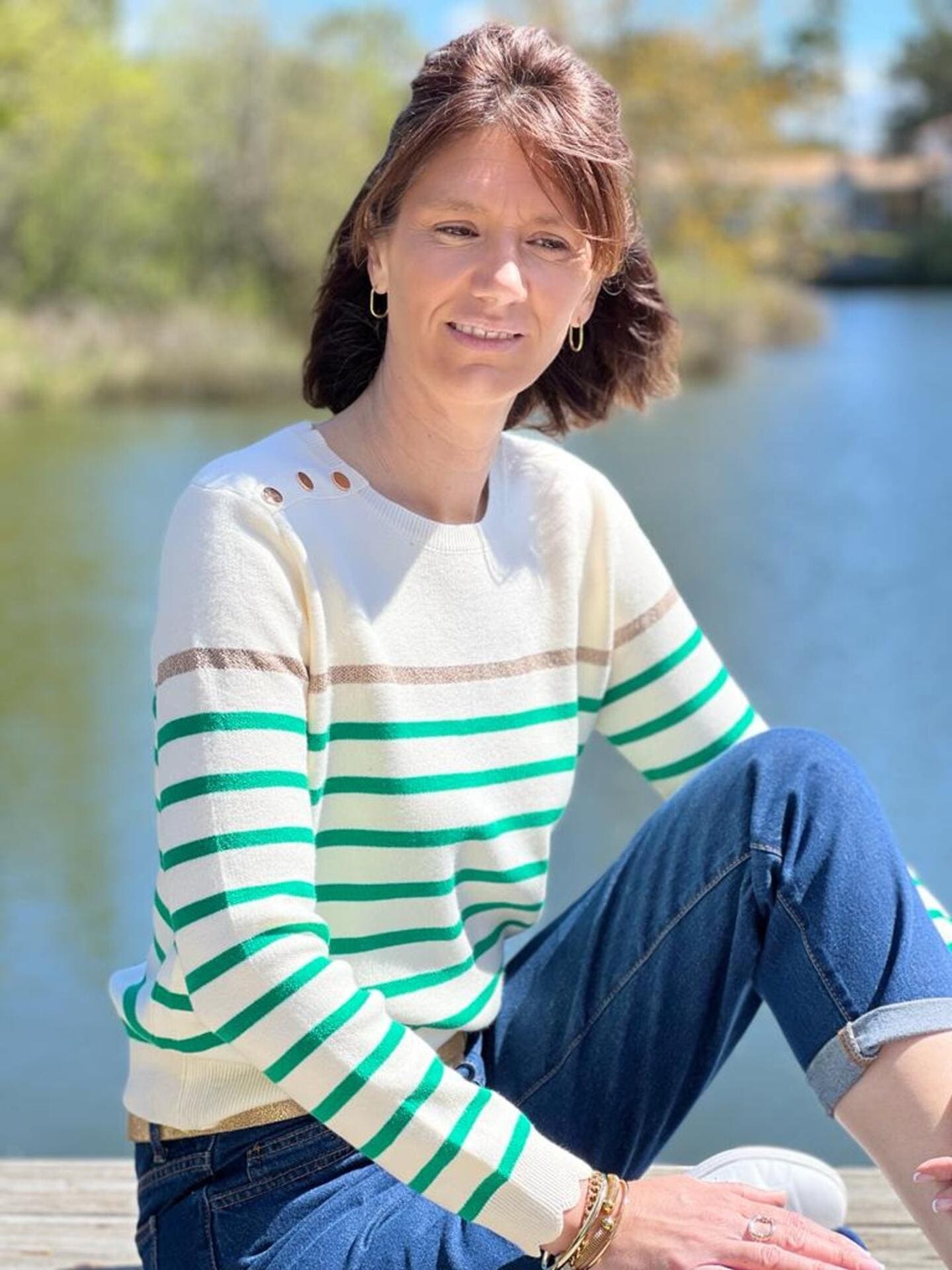 Striped Sweater | Relaxed Fit | Round Neck | Knitted Sweater | Women's Jumper-Grace Aura