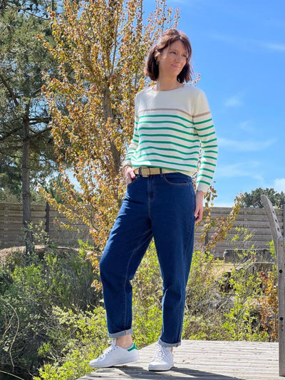 Striped Sweater | Relaxed Fit | Round Neck | Knitted Sweater | Women's Jumper-Grace Aura