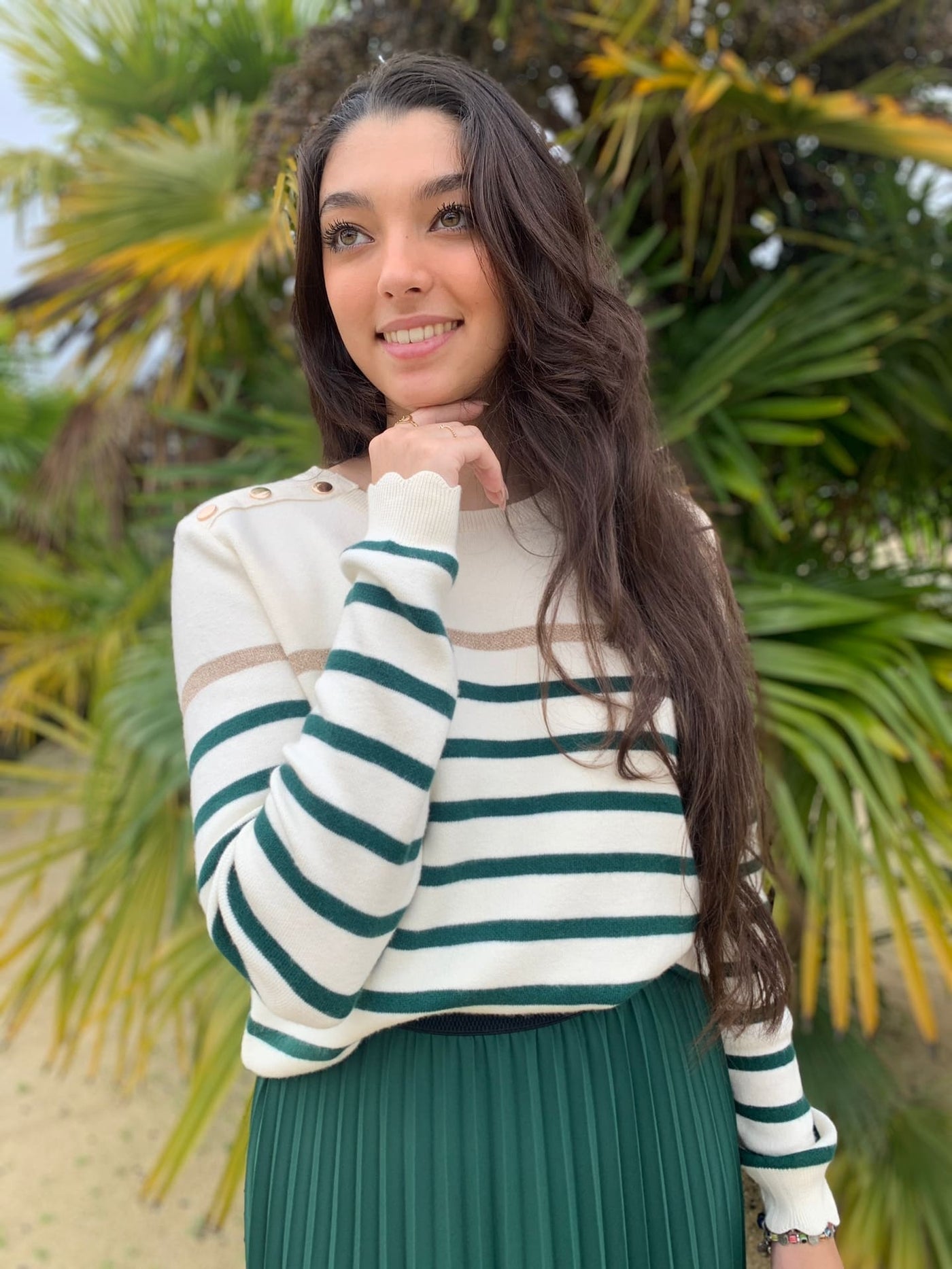 Striped Sweater | Relaxed Fit | Round Neck | Knitted Sweater | Women's Jumper-Grace Aura