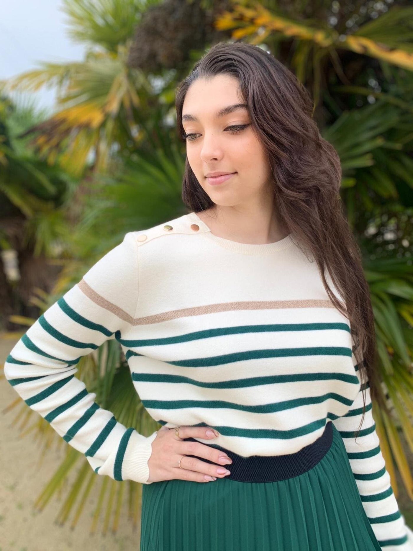 Striped Sweater | Relaxed Fit | Round Neck | Knitted Sweater | Women's Jumper-Grace Aura