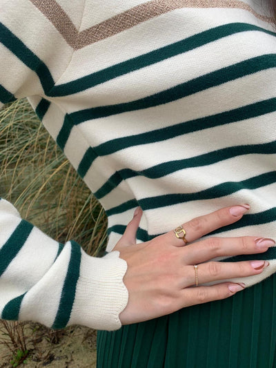 Striped Sweater | Relaxed Fit | Round Neck | Knitted Sweater | Women's Jumper-Grace Aura