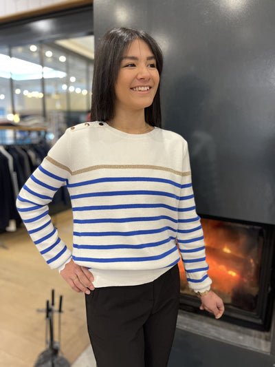 Striped Sweater | Relaxed Fit | Round Neck | Knitted Sweater | Women's Jumper-Grace Aura