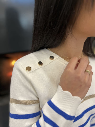 Striped Sweater | Relaxed Fit | Round Neck | Knitted Sweater | Women's Jumper-Grace Aura