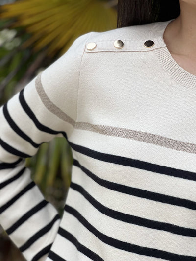 Striped Sweater | Relaxed Fit | Round Neck | Knitted Sweater | Women's Jumper-Grace Aura