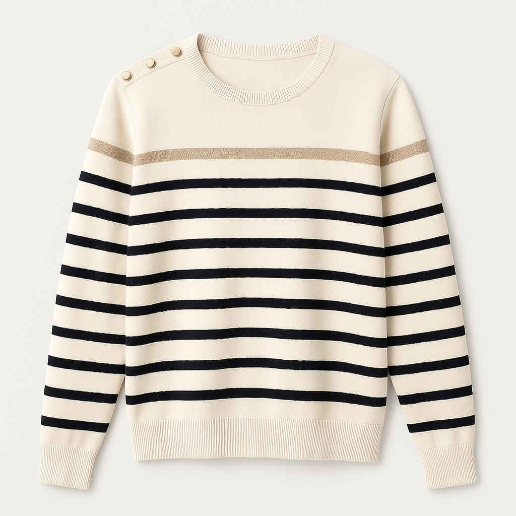 Striped Sweater | Relaxed Fit | Round Neck | Knitted Sweater | Women's Jumper-Grace Aura