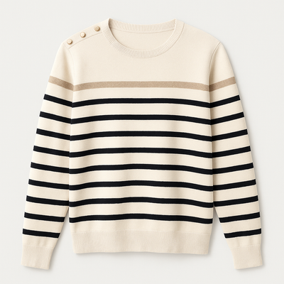 Striped Sweater | Relaxed Fit | Round Neck | Knitted Sweater | Women's Jumper-Grace Aura