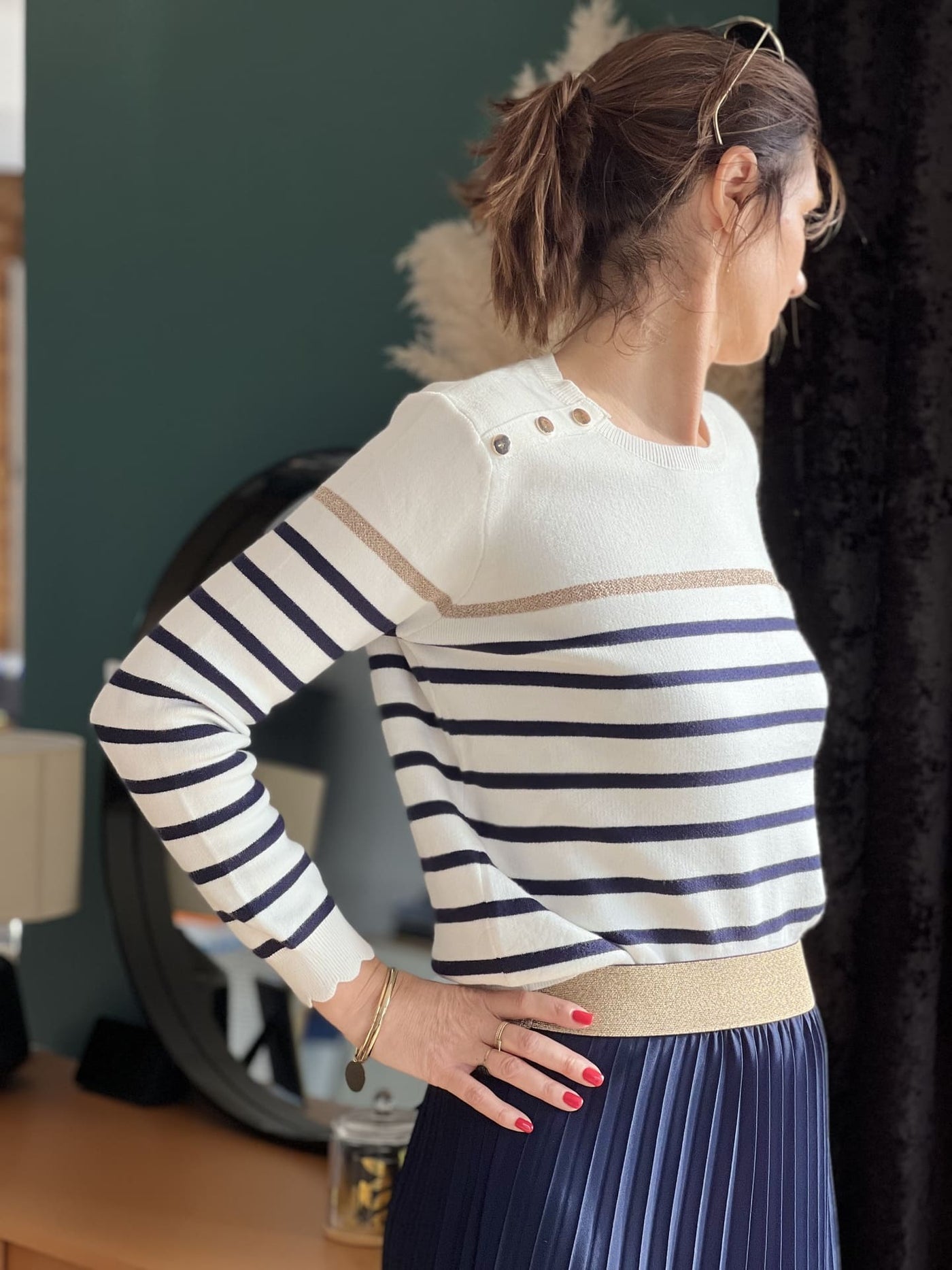 Striped Sweater | Relaxed Fit | Round Neck | Knitted Sweater | Women's Jumper-Grace Aura