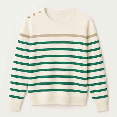 Striped Sweater | Relaxed Fit | Round Neck | Knitted Sweater | Women's Jumper-Grace Aura