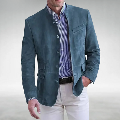 Suede Blazer - Men's Stylish Single Breasted Blazer Jacket-Grace Aura