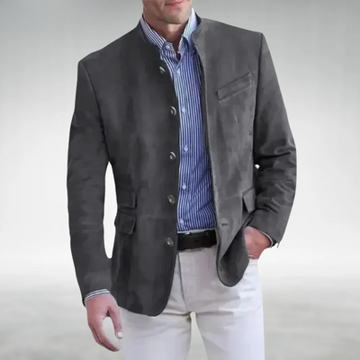Suede Blazer - Men's Stylish Single Breasted Blazer Jacket-Grace Aura