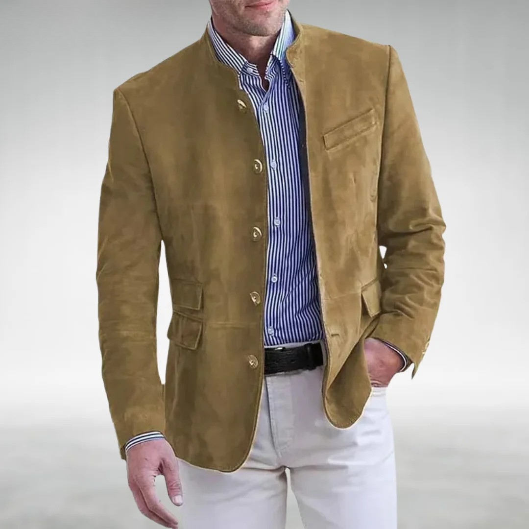 Suede Blazer - Men's Stylish Single Breasted Blazer Jacket-Grace Aura