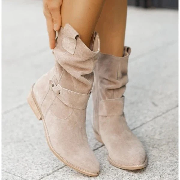 Suede Boots - Women's Low Heel Boho Winter Boots-Grace Aura