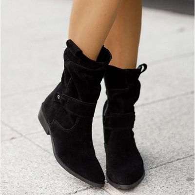 Suede Boots - Women's Low Heel Boho Winter Boots-Grace Aura