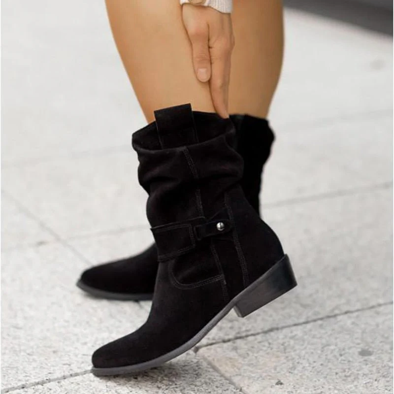 Suede Boots - Women's Low Heel Boho Winter Boots-Grace Aura