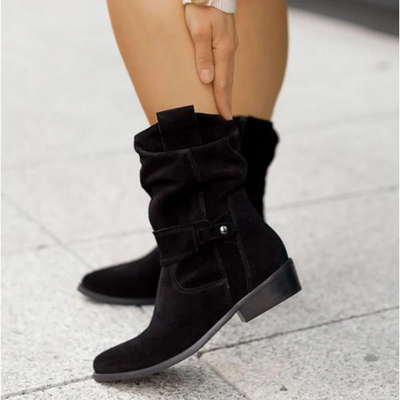 Suede Boots - Women's Low Heel Boho Winter Boots-Grace Aura