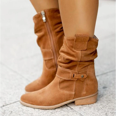 Suede Boots - Women's Low Heel Boho Winter Boots-Grace Aura