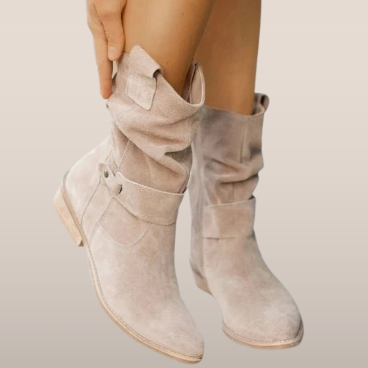 Suede Boots - Women's Low Heel Boho Winter Boots-Grace Aura