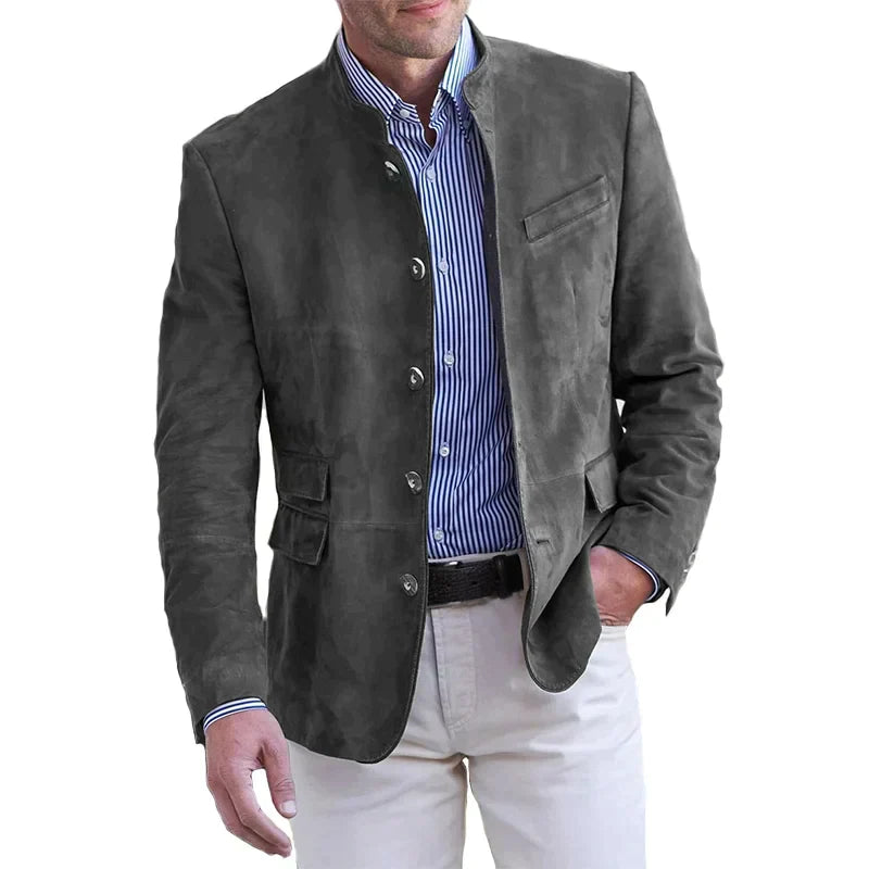 Suede Jacket - Single Breasted - Regular Fit - Suede Blazer - Men's Blazer-Grace Aura