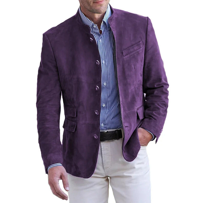 Suede Jacket - Single Breasted - Regular Fit - Suede Blazer - Men's Blazer-Grace Aura