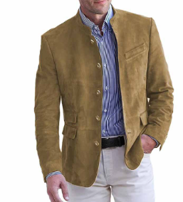 Suede Jacket - Single Breasted - Regular Fit - Suede Blazer - Men's Blazer-Grace Aura