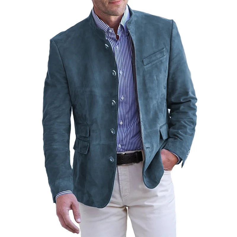Suede Jacket - Single Breasted - Regular Fit - Suede Blazer - Men's Blazer-Grace Aura