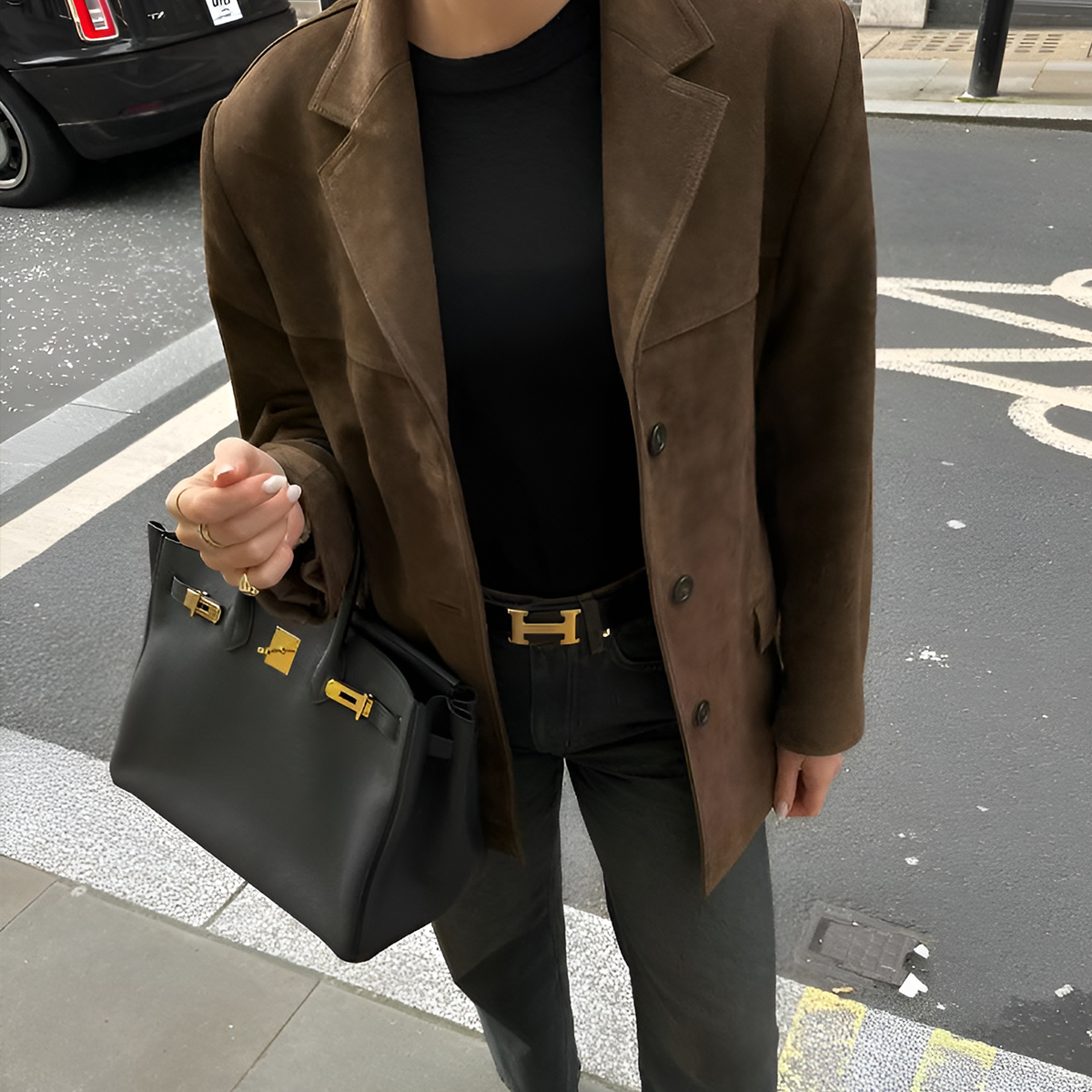 Suede Jacket - Vintage - Oversized - Blazer Jacket - Women's Jackets-Grace Aura