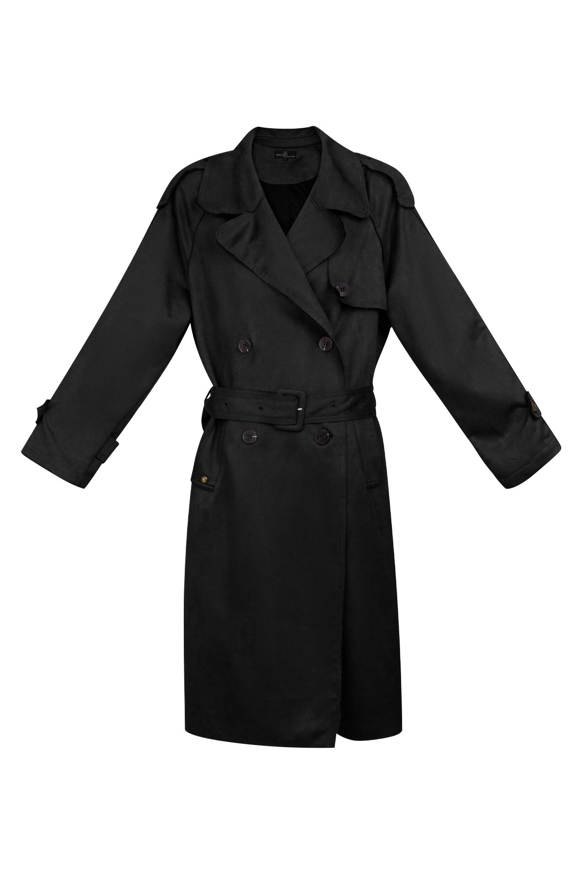 Suede Trench Coat | Mid Length | Autumn | Double Breasted Trench Coat | Women's Trench Coat-Grace Aura