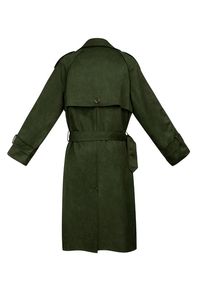 Suede Trench Coat | Mid Length | Autumn | Double Breasted Trench Coat | Women's Trench Coat-Grace Aura