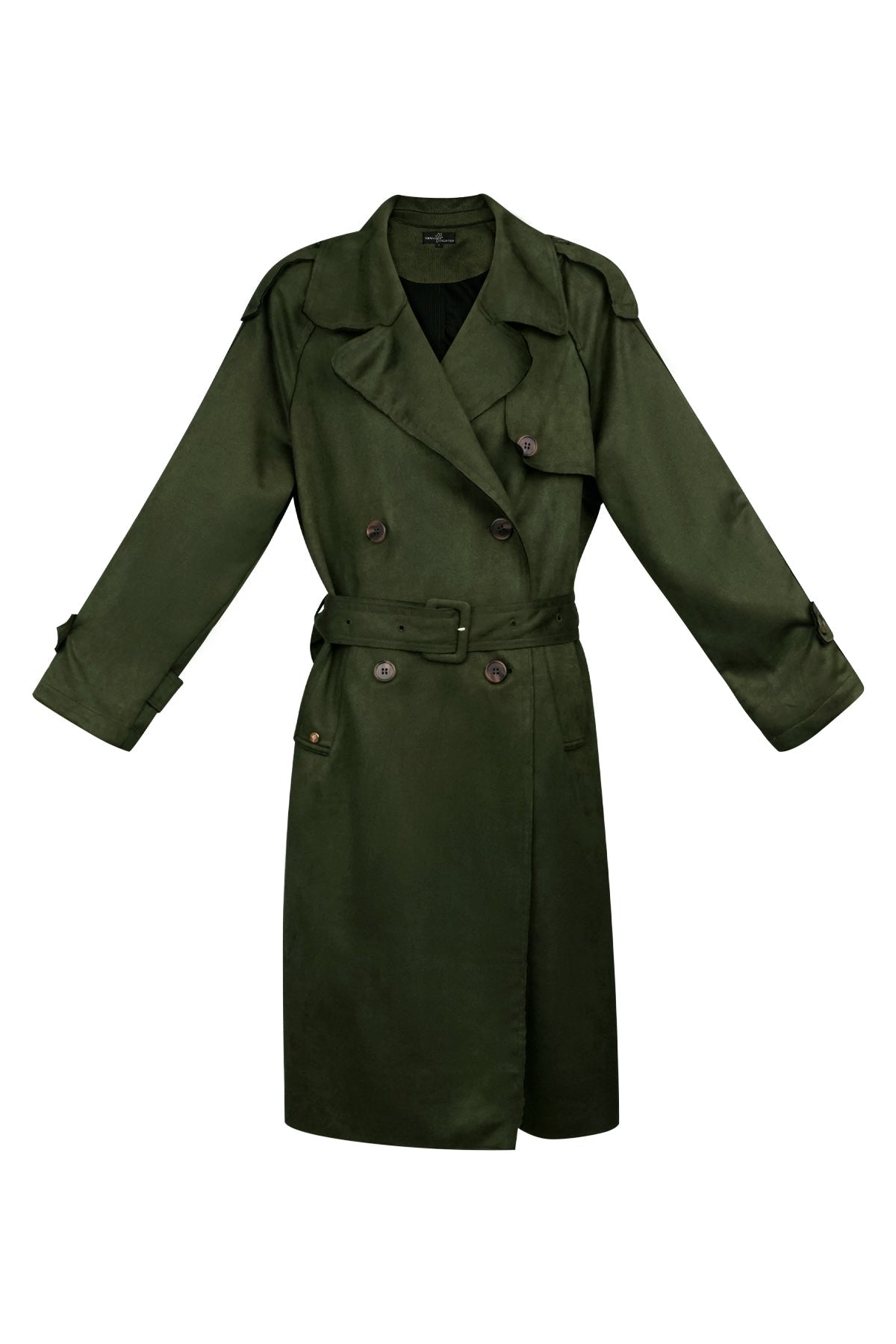 Suede Trench Coat | Mid Length | Autumn | Double Breasted Trench Coat | Women's Trench Coat-Grace Aura