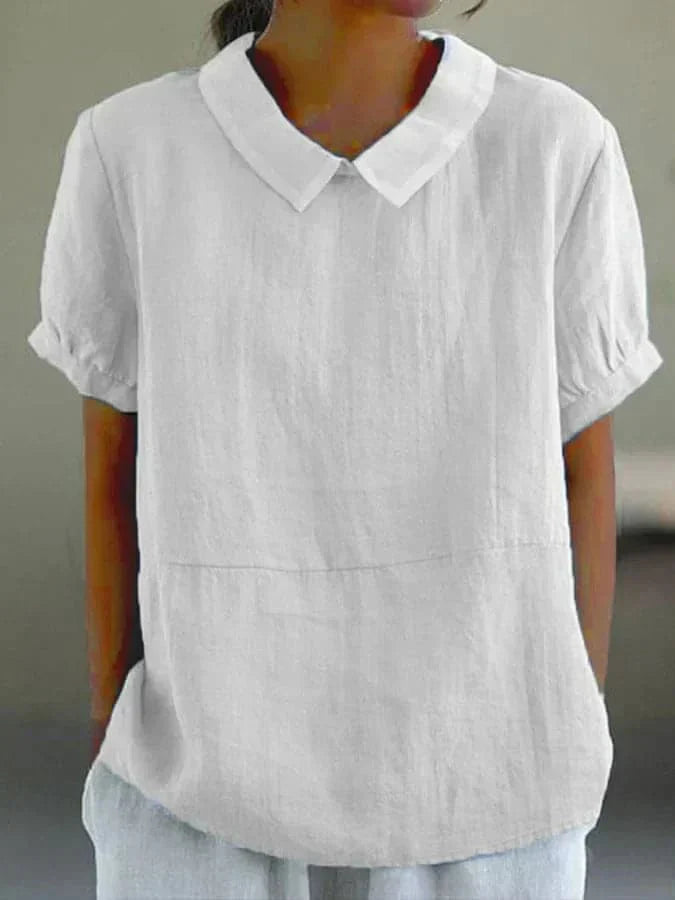 Summer Blouse | Collared | Loose Fit | Short Sleeve Blouse | Ladies Summer Tops-Grace Aura