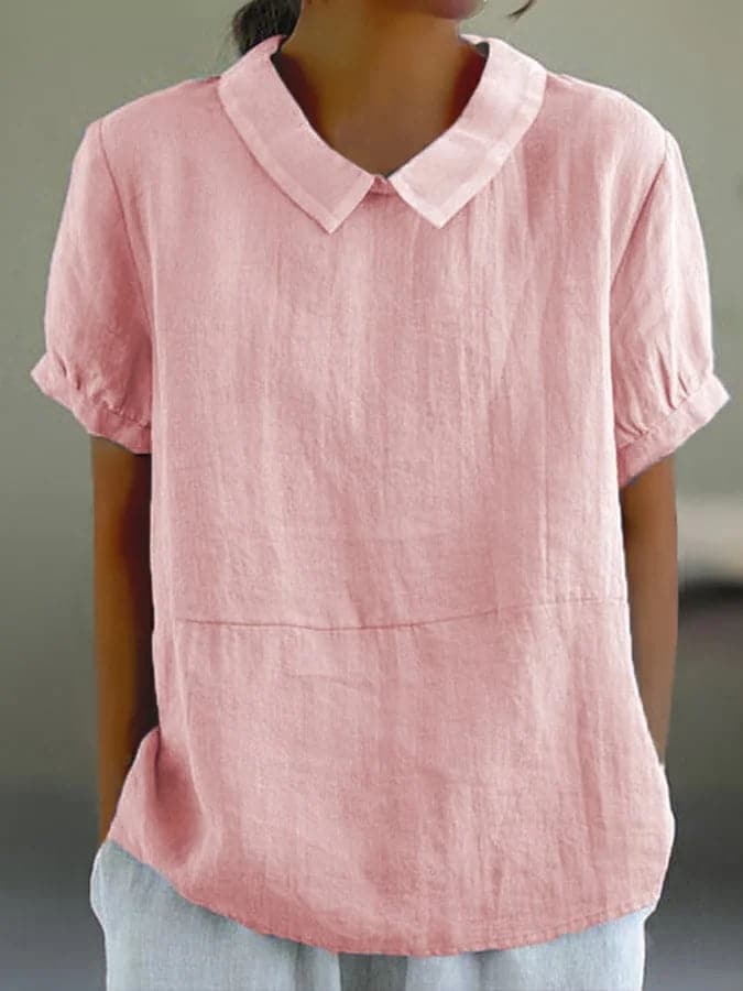 Summer Blouse | Collared | Loose Fit | Short Sleeve Blouse | Ladies Summer Tops-Grace Aura