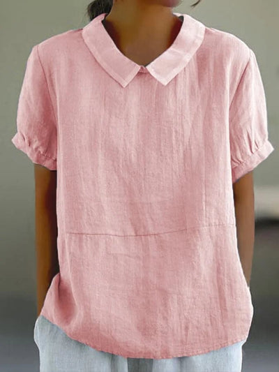 Summer Blouse | Collared | Loose Fit | Short Sleeve Blouse | Ladies Summer Tops-Grace Aura