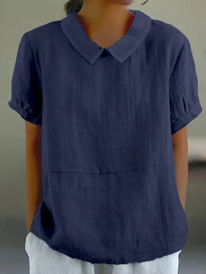 Summer Blouse | Collared | Loose Fit | Short Sleeve Blouse | Ladies Summer Tops-Grace Aura