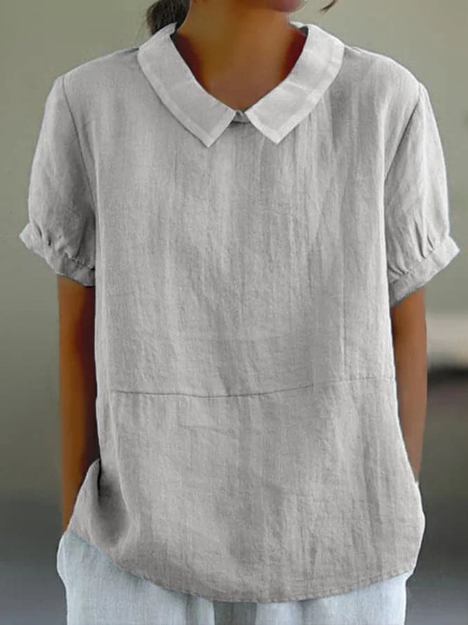 Summer Blouse | Collared | Loose Fit | Short Sleeve Blouse | Ladies Summer Tops-Grace Aura