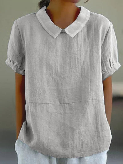 Summer Blouse | Collared | Loose Fit | Short Sleeve Blouse | Ladies Summer Tops-Grace Aura